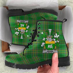Quinn or O'Quin Coat of Arms Family Crest Ireland Leather Boots Irish National Tartan Irish County Boots