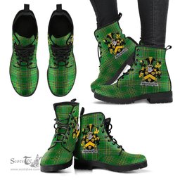 Wentworth Coat of Arms Family Crest Ireland Leather Boots Irish National Tartan Irish County Boots
