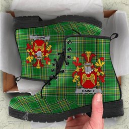 Rainey Coat of Arms Family Crest Ireland Leather Boots Irish National Tartan Irish County Boots