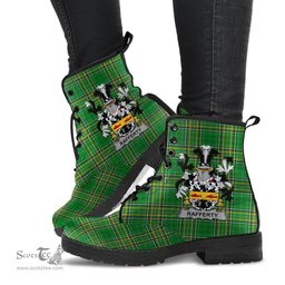 Rafferty or O'Rafferty Coat of Arms Family Crest Ireland Leather Boots Irish National Tartan Irish County Boots