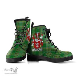 Stack Coat of Arms Family Crest Ireland Leather Boots Irish National Tartan Irish County Boots