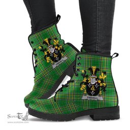 Tisdall or Tisdale Coat of Arms Family Crest Ireland Leather Boots Irish National Tartan Irish County Boots