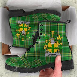 Noone or O'Noone Coat of Arms Family Crest Ireland Leather Boots Irish National Tartan Irish County Boots