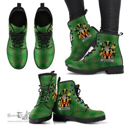 Merrick or Meyrick Coat of Arms Family Crest Ireland Leather Boots Irish National Tartan Irish County Boots
