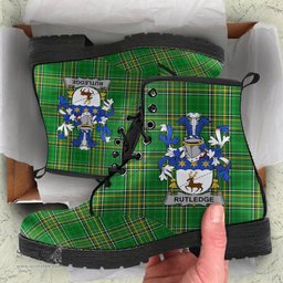 Rutledge Coat of Arms Family Crest Ireland Leather Boots Irish National Tartan Irish County Boots