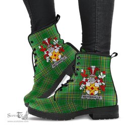 Netterville or Netterfield Coat of Arms Family Crest Ireland Leather Boots Irish National Tartan Irish County Boots