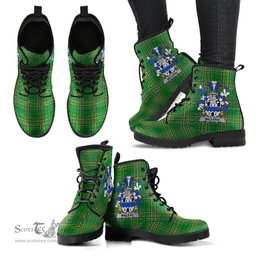 Millerd Coat of Arms Family Crest Ireland Leather Boots Irish National Tartan Irish County Boots