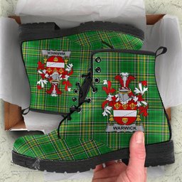 Warwick Coat of Arms Family Crest Ireland Leather Boots Irish National Tartan Irish County Boots
