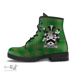 Palmer Coat of Arms Family Crest Ireland Leather Boots Irish National Tartan Irish County Boots
