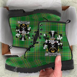 Rawlins Coat of Arms Family Crest Ireland Leather Boots Irish National Tartan Irish County Boots