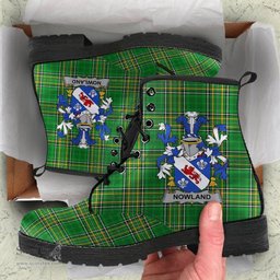 Nowland Coat of Arms Family Crest Ireland Leather Boots Irish National Tartan Irish County Boots