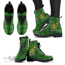 McDonagh or McDonogh Coat of Arms Family Crest Ireland Leather Boots Irish National Tartan Irish County Boots