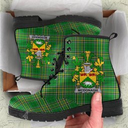 McDonagh or McDonogh Coat of Arms Family Crest Ireland Leather Boots Irish National Tartan Irish County Boots