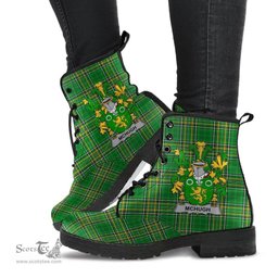 McHugh or MacHugh Coat of Arms Family Crest Ireland Leather Boots Irish National Tartan Irish County Boots