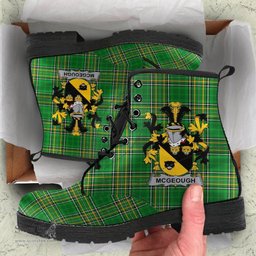 McGeough or McGough Coat of Arms Family Crest Ireland Leather Boots Irish National Tartan Irish County Boots