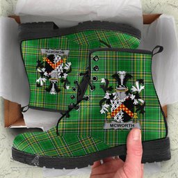 McWorth or MacWorth Coat of Arms Family Crest Ireland Leather Boots Irish National Tartan Irish County Boots