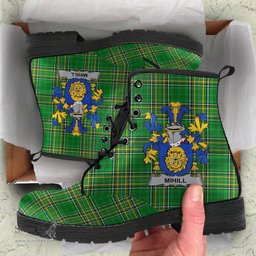 Mihill Coat of Arms Family Crest Ireland Leather Boots Irish National Tartan Irish County Boots