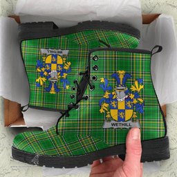 Wethill Coat of Arms Family Crest Ireland Leather Boots Irish National Tartan Irish County Boots