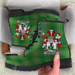 Webster Coat of Arms Family Crest Ireland Leather Boots Irish National Tartan Irish County Boots