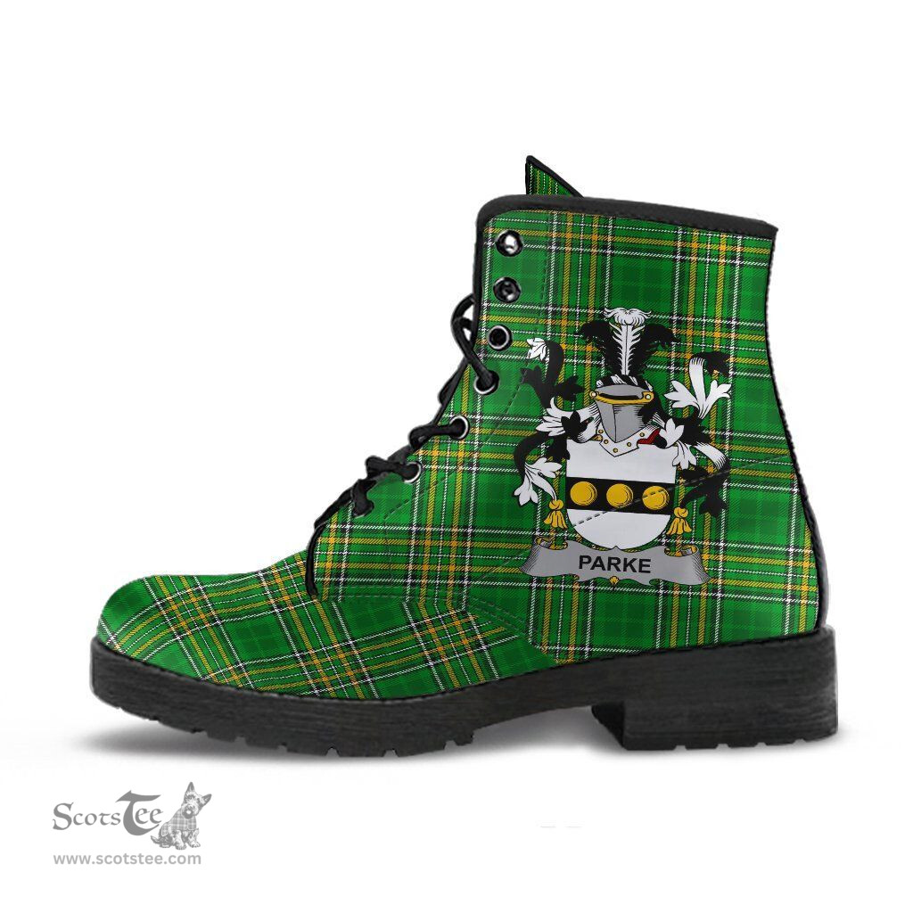 Parke Coat of Arms Family Crest Ireland Leather Boots Irish National Tartan Irish County Boots