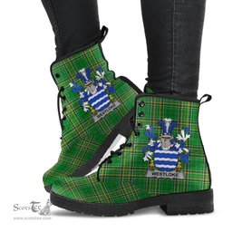 Westloke or Westlock Coat of Arms Family Crest Ireland Leather Boots Irish National Tartan Irish County Boots