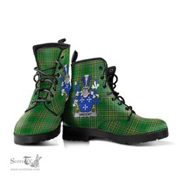 Vincent Coat of Arms Family Crest Ireland Leather Boots Irish National Tartan Irish County Boots