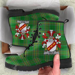 Veile or Veale Coat of Arms Family Crest Ireland Leather Boots Irish National Tartan Irish County Boots