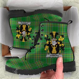 Towers Coat of Arms Family Crest Ireland Leather Boots Irish National Tartan Irish County Boots