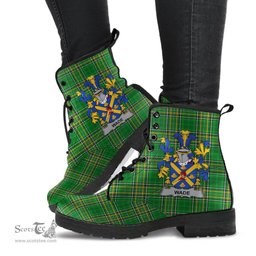Wade Coat of Arms Family Crest Ireland Leather Boots Irish National Tartan Irish County Boots