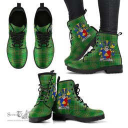 Winch Coat of Arms Family Crest Ireland Leather Boots Irish National Tartan Irish County Boots