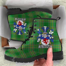 St. George Coat of Arms Family Crest Ireland Leather Boots Irish National Tartan Irish County Boots