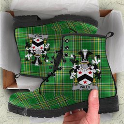Wills Coat of Arms Family Crest Ireland Leather Boots Irish National Tartan Irish County Boots