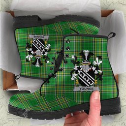 Younge Coat of Arms Family Crest Ireland Leather Boots Irish National Tartan Irish County Boots