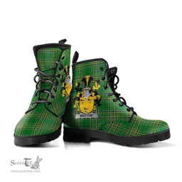 Wotton Coat of Arms Family Crest Ireland Leather Boots Irish National Tartan Irish County Boots