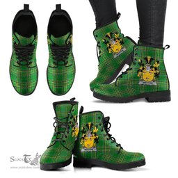 Wotton Coat of Arms Family Crest Ireland Leather Boots Irish National Tartan Irish County Boots