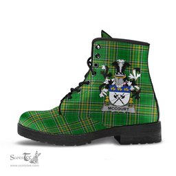 McCourt Coat of Arms Family Crest Ireland Leather Boots Irish National Tartan Irish County Boots