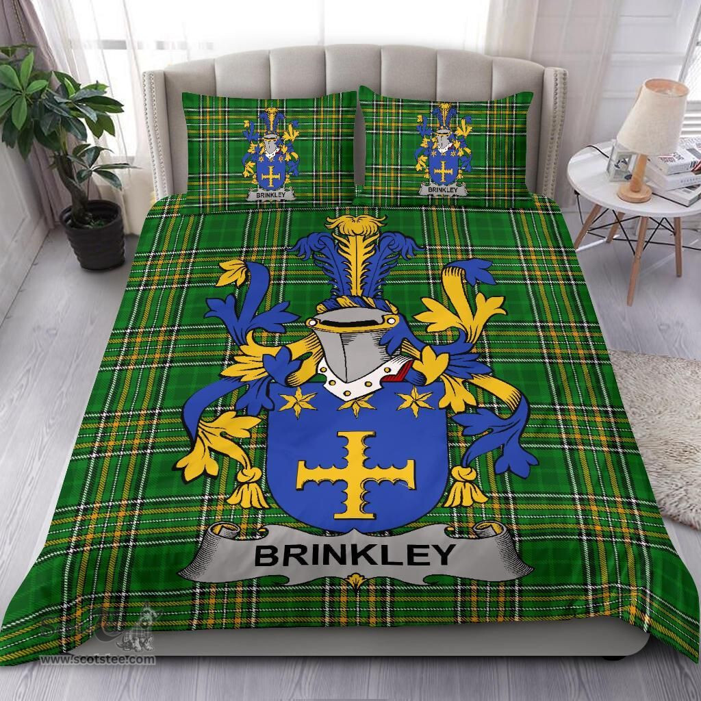 Irish Brinkley Coat of Arms Family Crest Ireland Bedding Set Irish National Tartan Irish County Bedding Set Duvet Covers