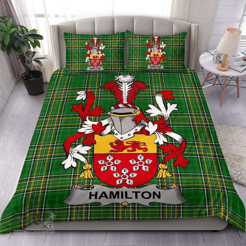 Irish Hamilton Coat of Arms Family Crest Ireland Bedding Set Irish National Tartan Irish County Bedding Set Duvet Covers