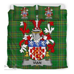 Irish Vian Coat of Arms Family Crest Ireland Bedding Set Irish National Tartan Irish County Bedding Set Duvet Covers