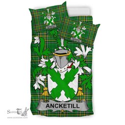 Irish Ancketill Coat of Arms Family Crest Ireland Bedding Set Irish National Tartan Irish County Bedding Set Duvet Covers