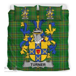 Irish Turner Coat of Arms Family Crest Ireland Bedding Set Irish National Tartan Irish County Bedding Set Duvet Covers