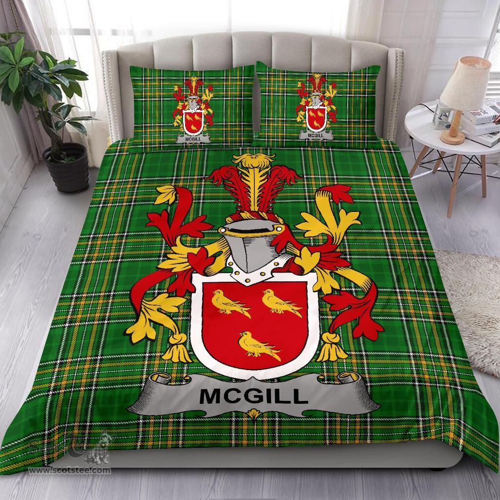 Irish McGill Coat of Arms Family Crest Ireland Bedding Set Irish National Tartan Irish County Bedding Set Duvet Covers
