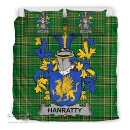 Irish Hanratty or O'Hanraghty Coat of Arms Family Crest Ireland Bedding Set Irish National Tartan Irish County Bedding Set Duvet Covers