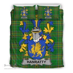 Irish Hanratty or O'Hanraghty Coat of Arms Family Crest Ireland Bedding Set Irish National Tartan Irish County Bedding Set Duvet Covers