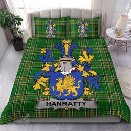 Irish Hanratty or O'Hanraghty Coat of Arms Family Crest Ireland Bedding Set Irish National Tartan Irish County Bedding Set Duvet Covers