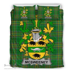 Irish McSweeney Coat of Arms Family Crest Ireland Bedding Set Irish National Tartan Irish County Bedding Set Duvet Covers