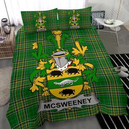 Irish McSweeney Coat of Arms Family Crest Ireland Bedding Set Irish National Tartan Irish County Bedding Set Duvet Covers