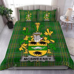 Irish McSweeney Coat of Arms Family Crest Ireland Bedding Set Irish National Tartan Irish County Bedding Set Duvet Covers