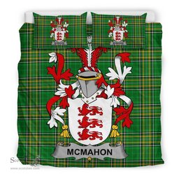 Irish McMahon or McMahan Coat of Arms Family Crest Ireland Bedding Set Irish National Tartan Irish County Bedding Set Duvet Covers