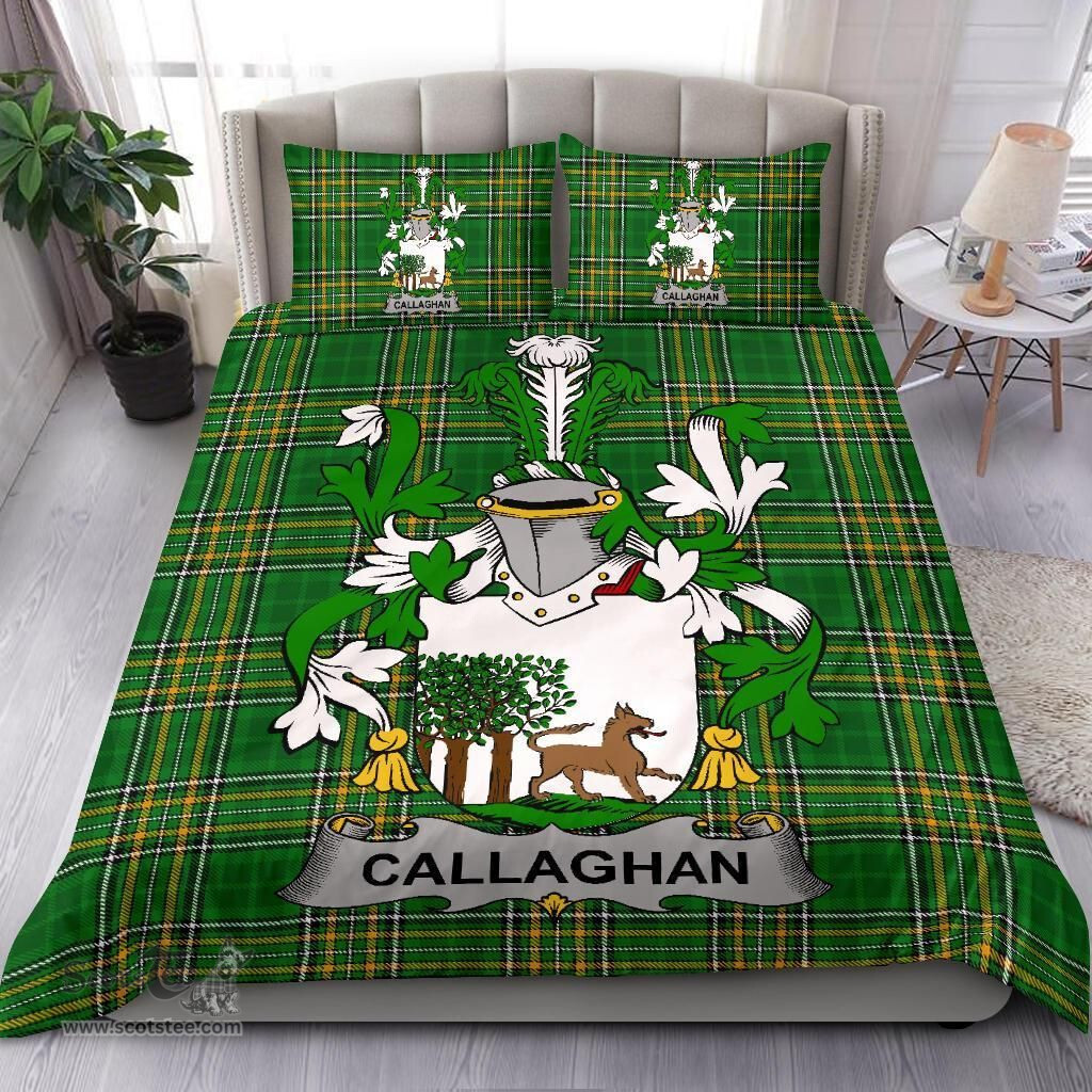 Irish Callaghan or O'Callaghan Coat of Arms Family Crest Ireland Bedding Set Irish National Tartan Irish County Bedding Set Duvet Covers